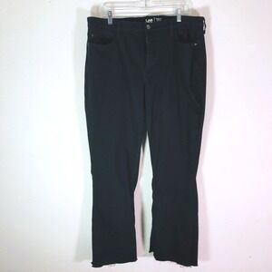 Y2K Lee Womens Regular Fit Bootcut Mid Rise Black Raw Hem Cut Off Jeans Sz 16W
